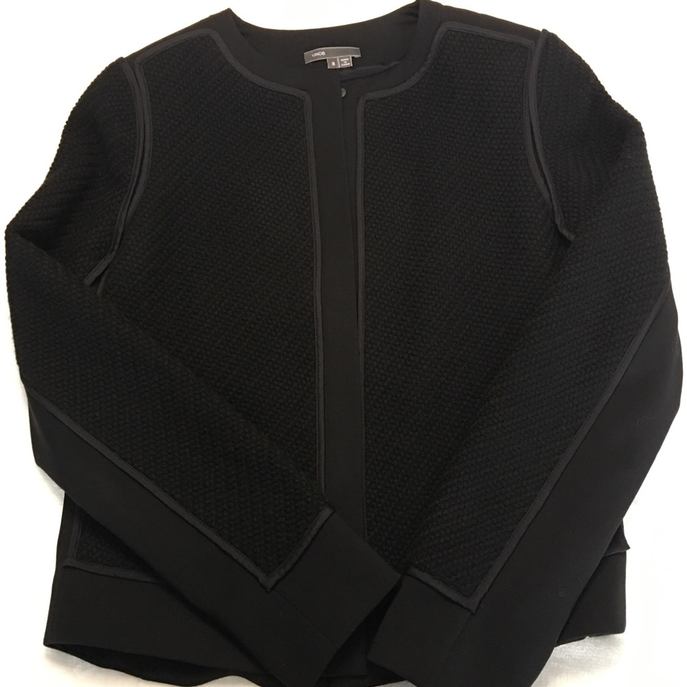 Vince Mixed Media Jacket Hidden Placket
